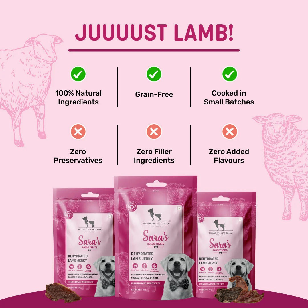 Sara's Dehydrated Lamb Jerky Dog Treats Single-Ingredient 70g