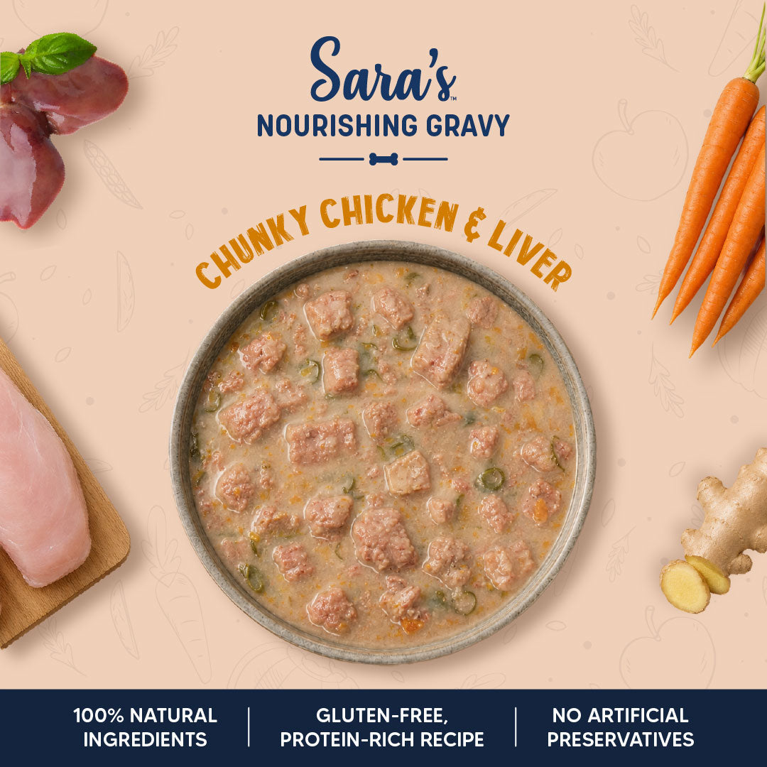 Sara’s Nourishing Gravy Chunky Chicken & Liver Wet Food For Dog - 70 gm