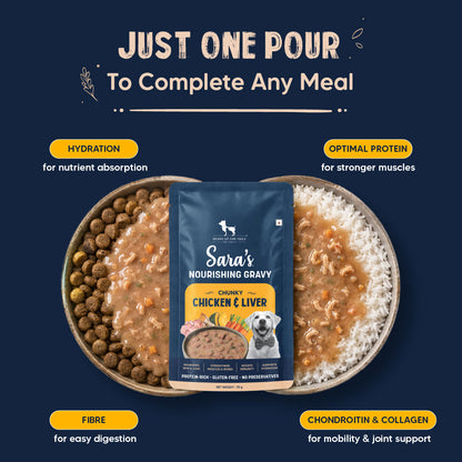 Sara’s Nourishing Gravy Chunky Chicken & Liver Wet Food For Dog - 70 gm