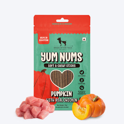 HUFT Yum Nums Soft & Chewy Sticks Pumpkin with Real Chicken Treat For Dogs - 70 g