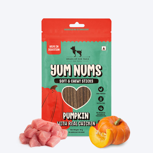 HUFT Yum Nums Soft & Chewy Sticks Pumpkin with Real Chicken Treat For Dogs - 70 g