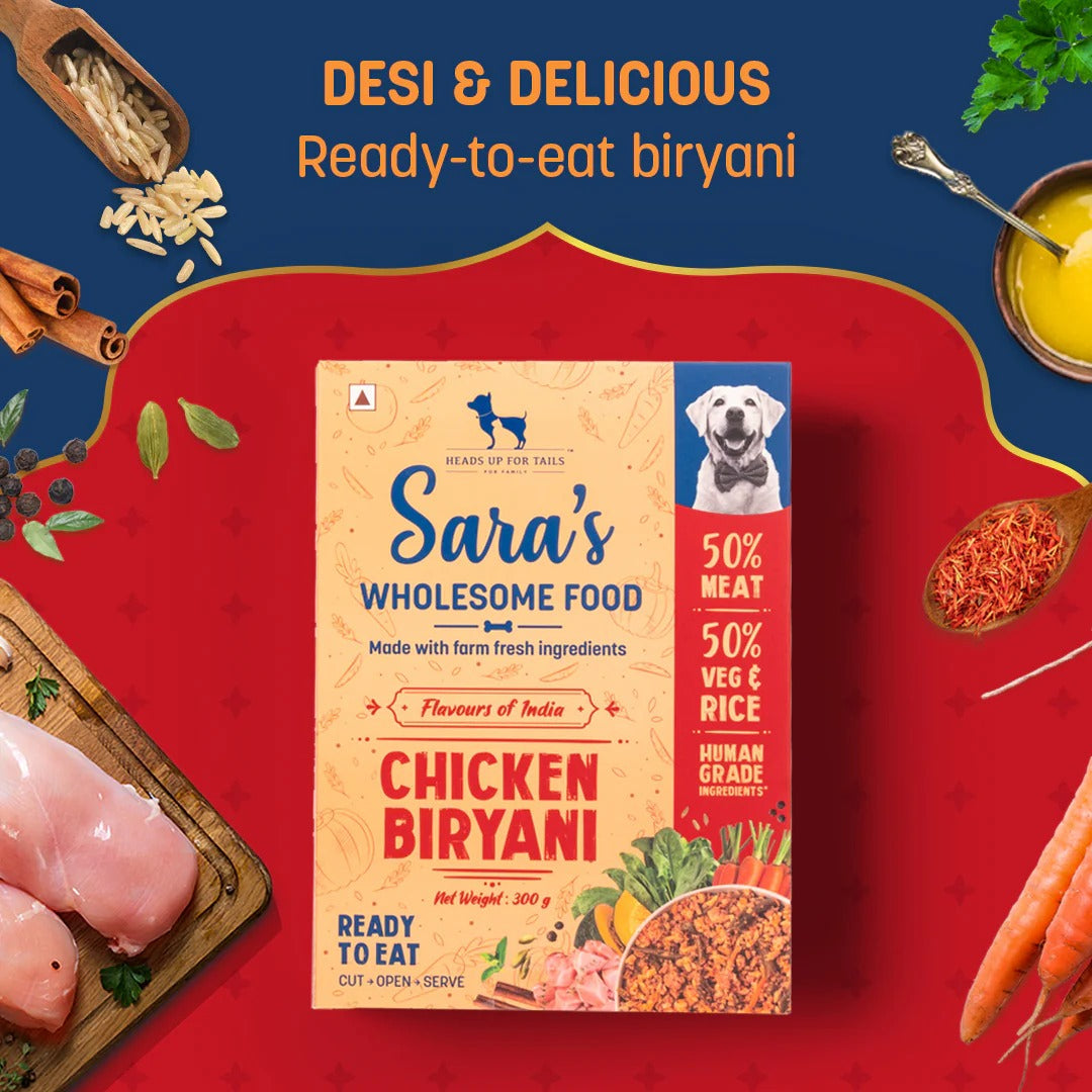 Sara's Wholesome Chicken Biryani Wet Dog Food Human-Grade