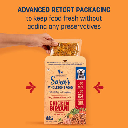 Sara's Wholesome Chicken Biryani Wet Dog Food Human-Grade