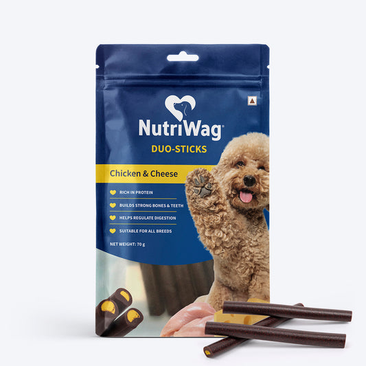 NutriWag Chicken & Cheese Duo Sticks Treats For Dog - 70 gm