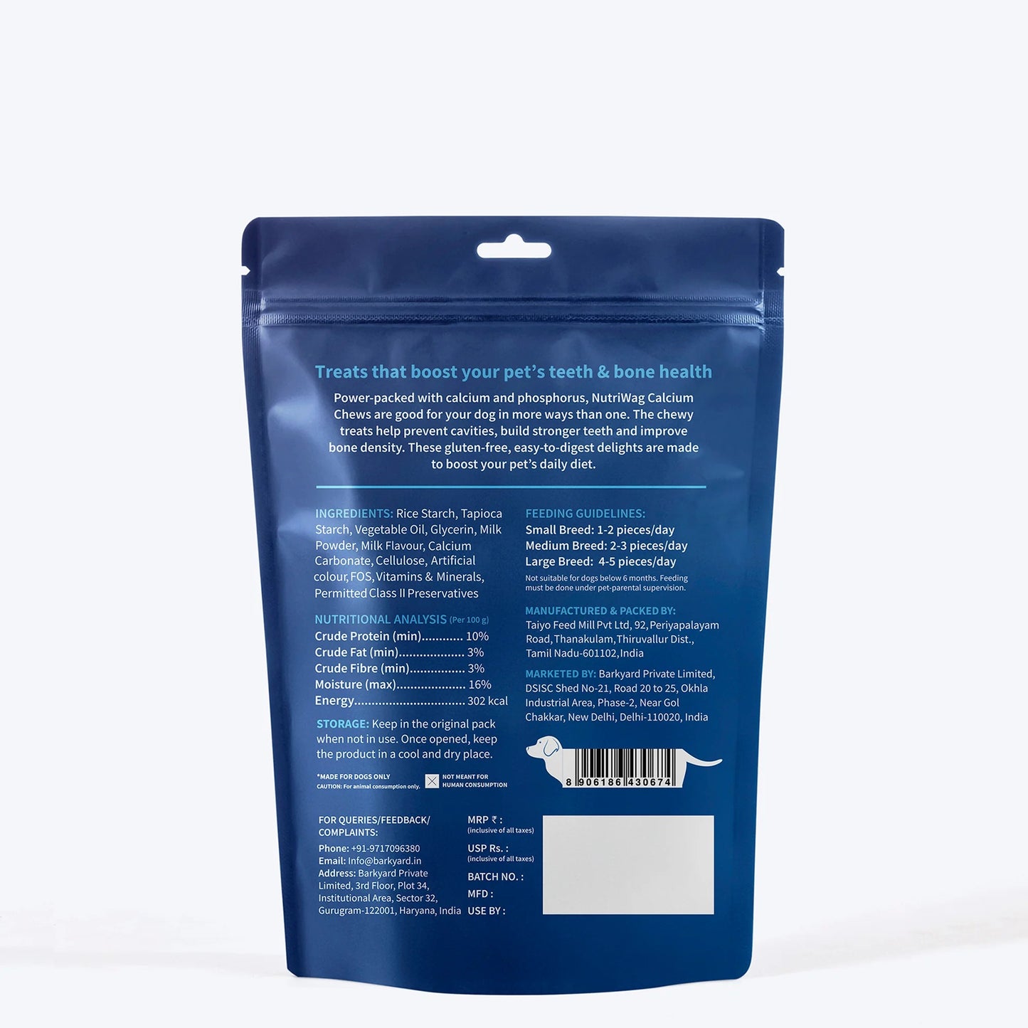 NutriWag Milk Calcium Chew Bones Treats For Dog