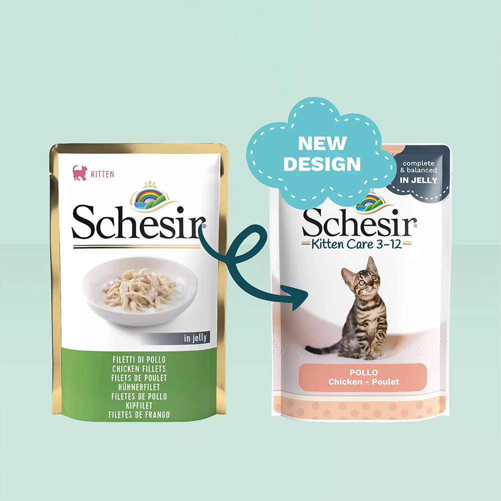 Schesir Chicken Jelly Fillets Wet Food For Kitten - 85 g - Heads Up For Tails