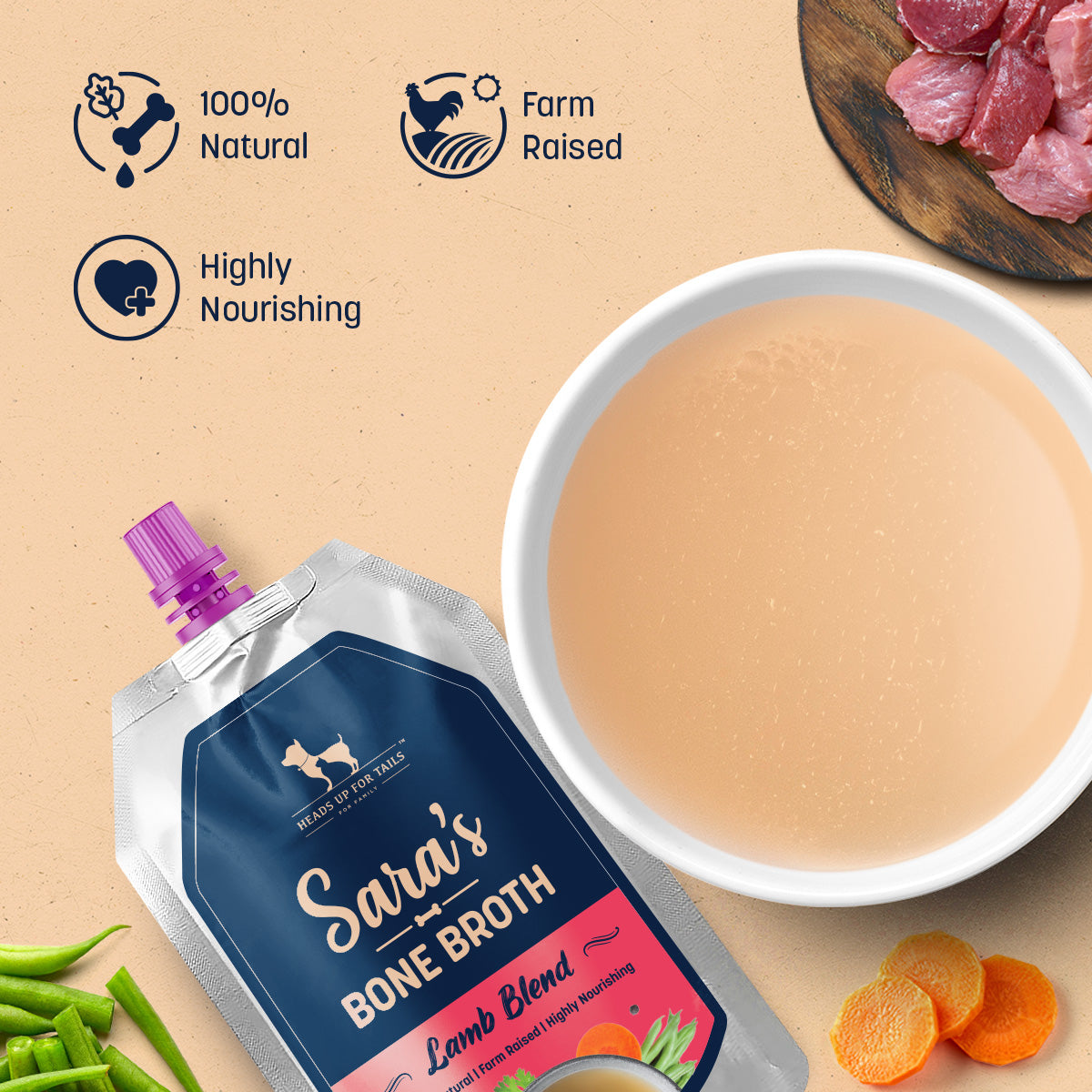 HUFT Sara's Lamb Blend Bone Broth For Dogs - 150 ml - Heads Up For Tails