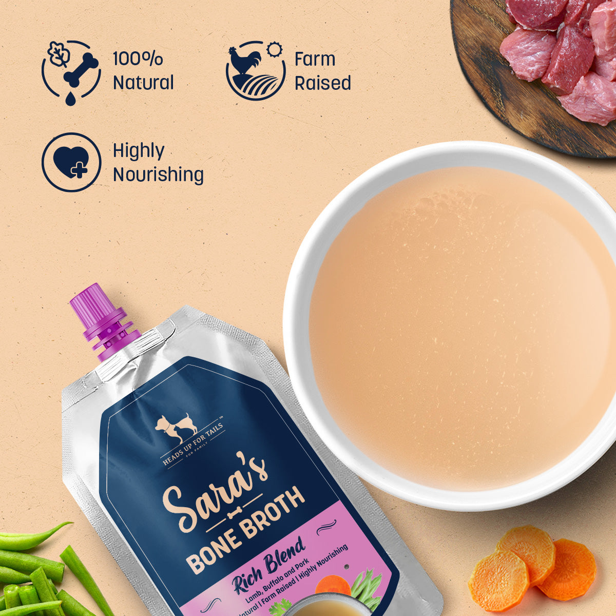 HUFT Sara's Rich Blend Bone Broth For Dogs - 150 ml - Heads Up For Tails