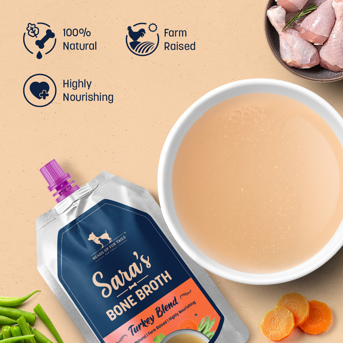 HUFT Sara's Turkey Blend Bone Broth For Dogs - 150 ml - Heads Up For Tails