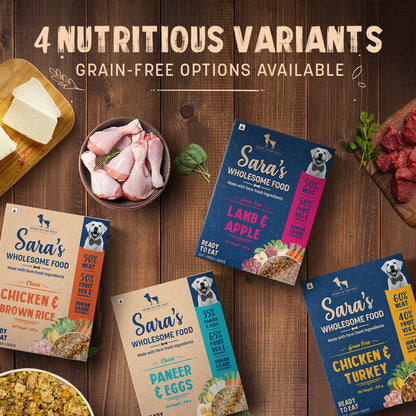 HUFT Sara's Wholesome Food - Classic Paneer And Eggs Dog Food (300gm Pack) - Heads Up For Tails