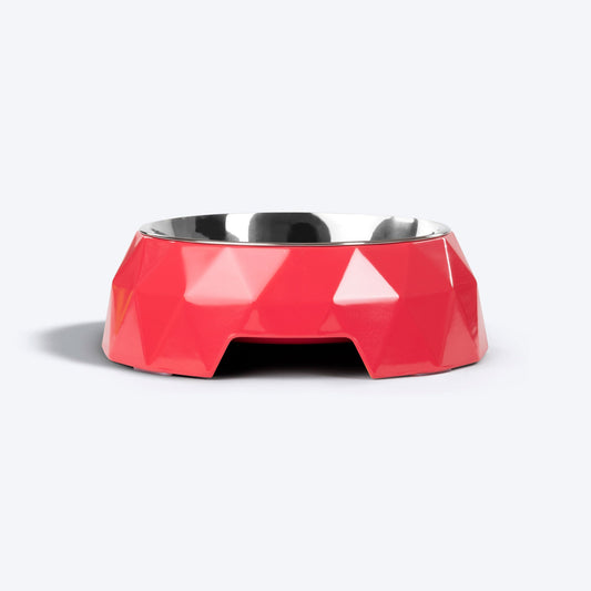 HUFT Diamond Melamine Bowl For Pets (Coral) - Heads Up For Tails