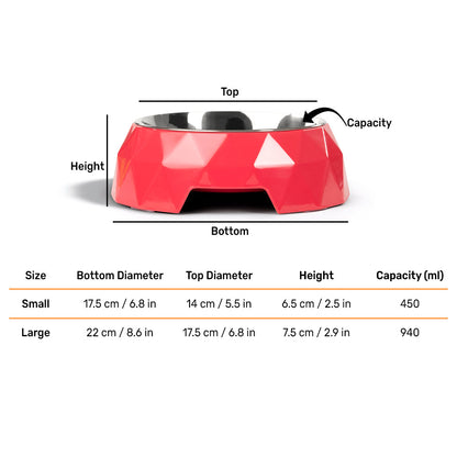 HUFT Diamond Melamine Bowl For Pets (Coral) - Heads Up For Tails