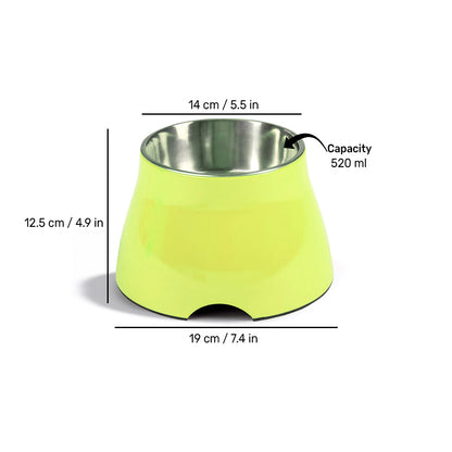 HUFT Elevated Cocker Bowl For Pets (Neon Green) - Heads Up For Tails