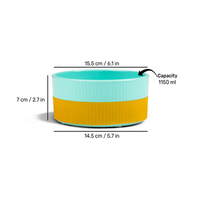 HUFT Dual Color Fun Melamine Bowl For Pets (Mint Green & Yellow) - Heads Up For Tails