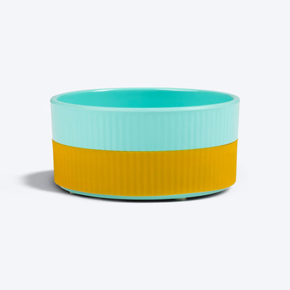 HUFT Dual Color Fun Melamine Bowl For Pets (Mint Green & Yellow) - Heads Up For Tails
