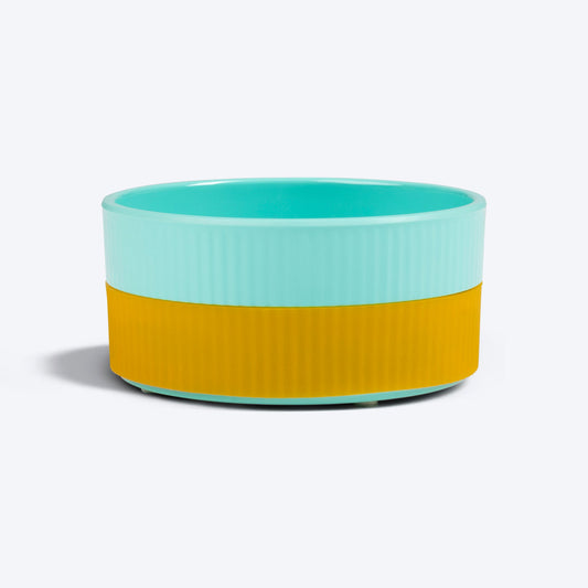 HUFT Dual Color Fun Melamine Bowl For Pets (Mint Green & Yellow) - Heads Up For Tails