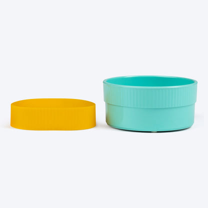 HUFT Dual Color Fun Melamine Bowl For Pets (Mint Green & Yellow) - Heads Up For Tails