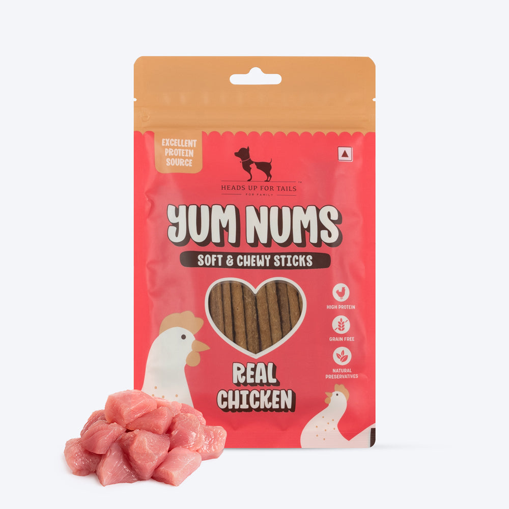HUFT Yum Nums Soft & Chewy Sticks Real Chicken Treat For Dogs - 75g - Heads Up For Tails