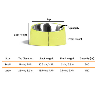 HUFT Slant Melamine Bowl For Pets (Neon Green) - Heads Up For Tails