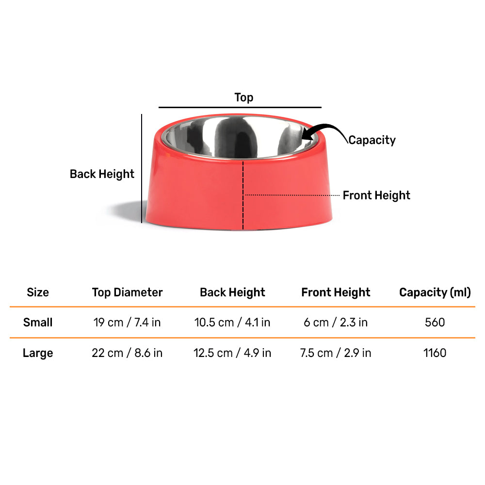HUFT Slant Melamine Bowl For Pets (Coral) - Heads Up For Tails