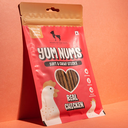 HUFT Yum Nums Soft & Chewy Sticks Real Chicken Treat For Dogs - 75g - Heads Up For Tails