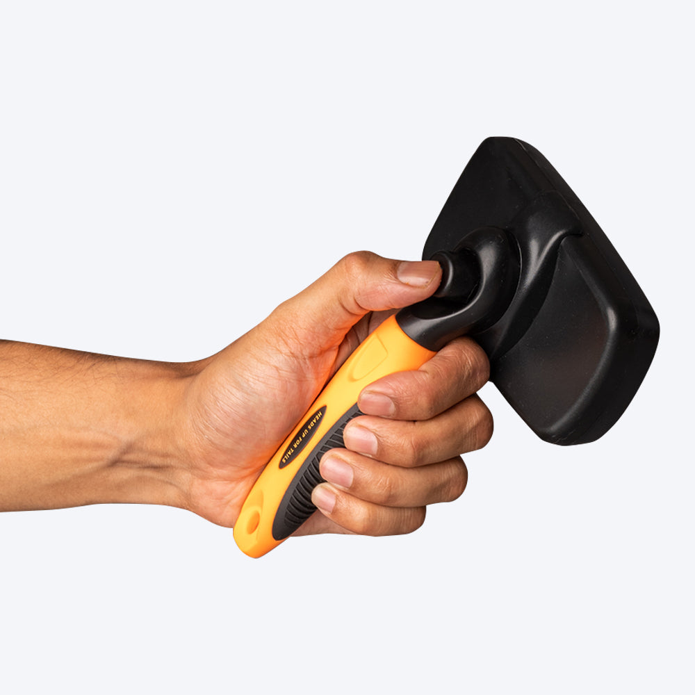 HUFT Self Cleaning Slicker Brush for Dogs - Orange - Heads Up For Tails