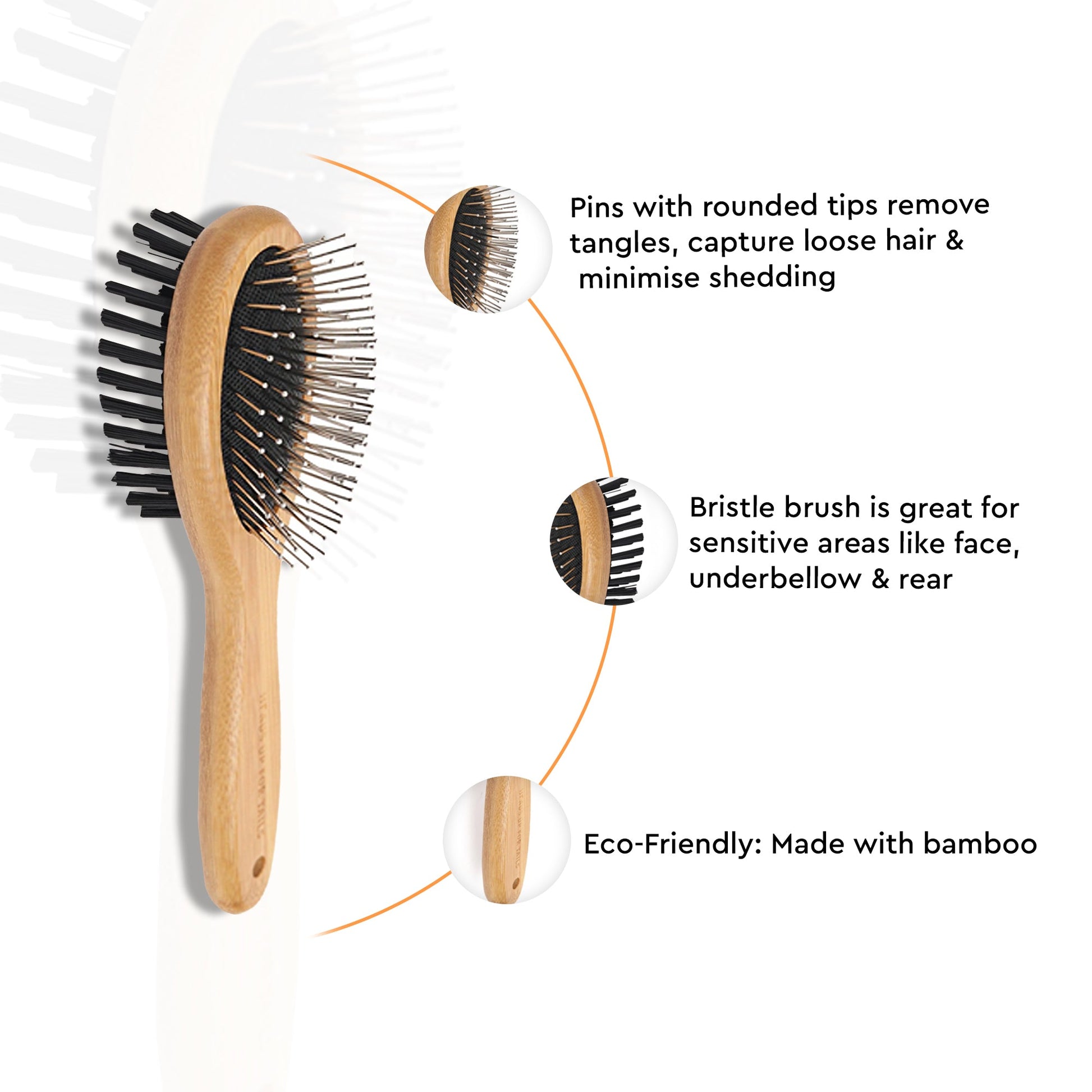 Paws For Earth Bamboo Double Sided Brush For Dogs - Heads Up For Tails