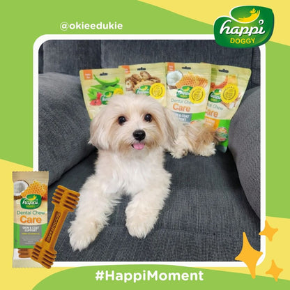 Happi Doggy Vegetarian Dental Chew - Care (Skin and Coat Support) - Honey & Coconut Oil - Petite - 2.5 inch - 150 g - 18 Pieces-7