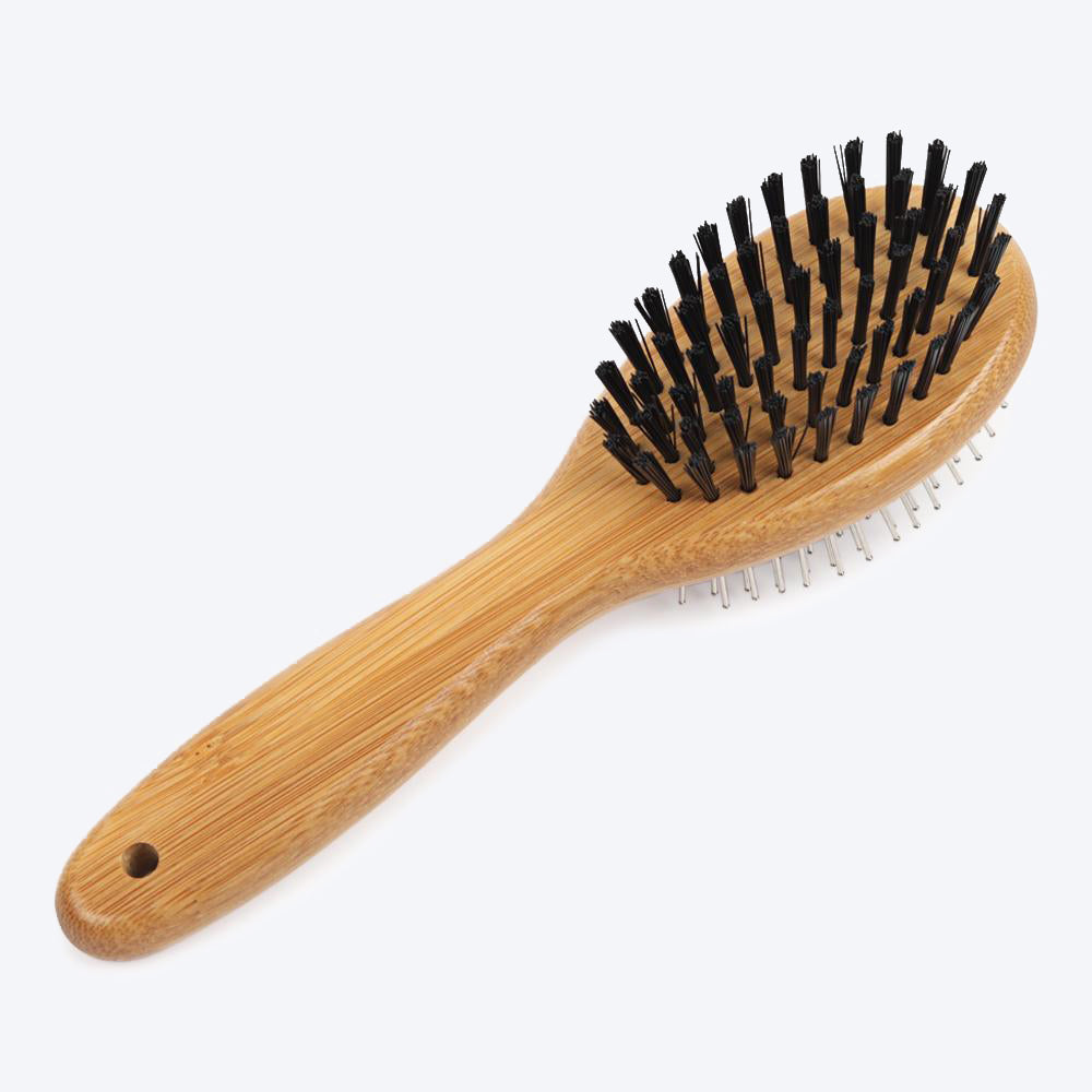 HUFT Bamboo Double Sided Brush for Dogs - Heads Up For Tails