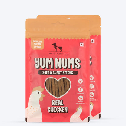 HUFT Yum Nums Soft & Chewy Sticks Real Chicken Treat For Dogs - 75g - Heads Up For Tails