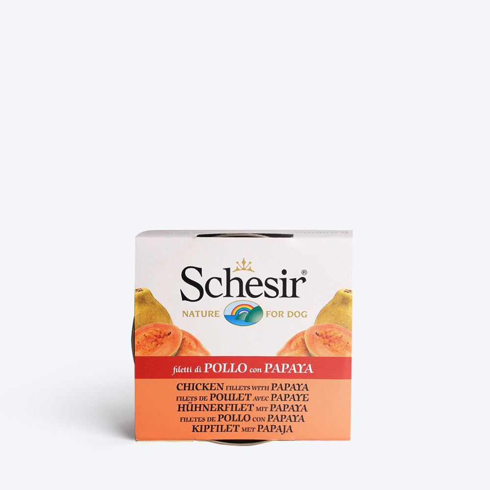 Schesir 62% Chicken With Papaya In Jelly Canned Wet Dog Food- 150 g - Heads Up For Tails