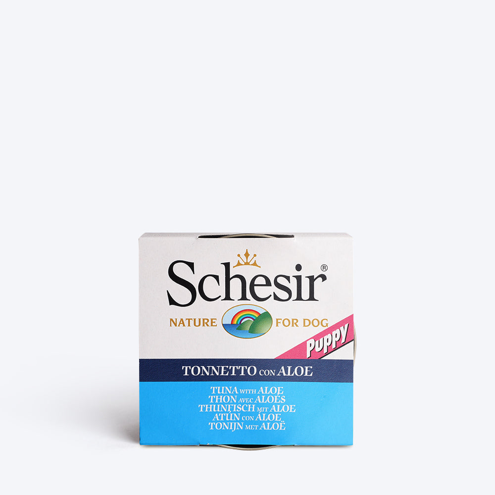 Schesir 53% Tuna with Aloe Canned Wet Puppy Food - 150 g - Heads Up For Tails