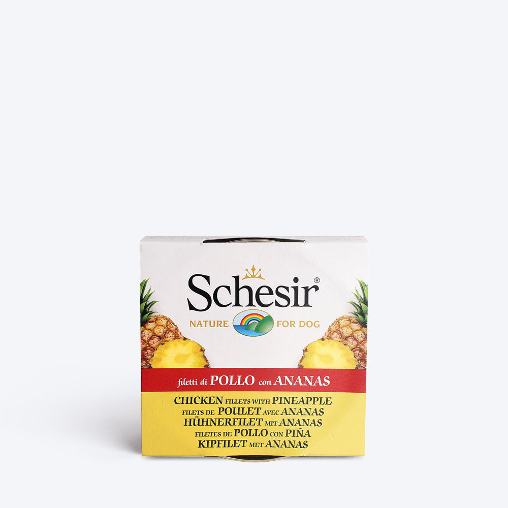 Schesir 40% Chicken Fillets With Pineapple Canned Wet Dog Food - 150 g - Heads Up For Tails