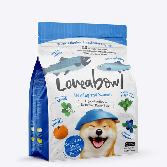 Loveabowl Grain Free Herring & Salmon Dog Dry Food - Heads Up For Tails