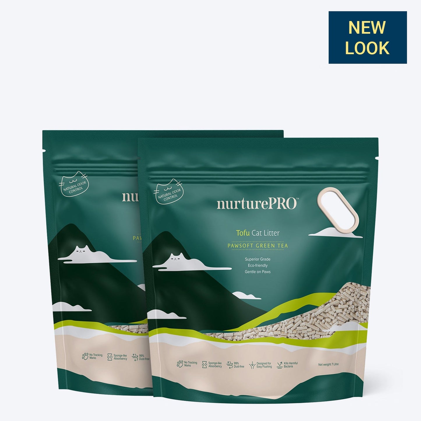 Nurture Pro Tofu Cat Litter Green Tea (Flushable & Lasts 4 Weeks) - 7 L - Heads Up For Tails