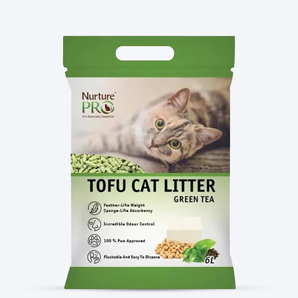 Nurture Pro Tofu Cat Litter Green Tea (Flushable & Lasts 4 Weeks) - 2.75 kg - Heads Up For Tails