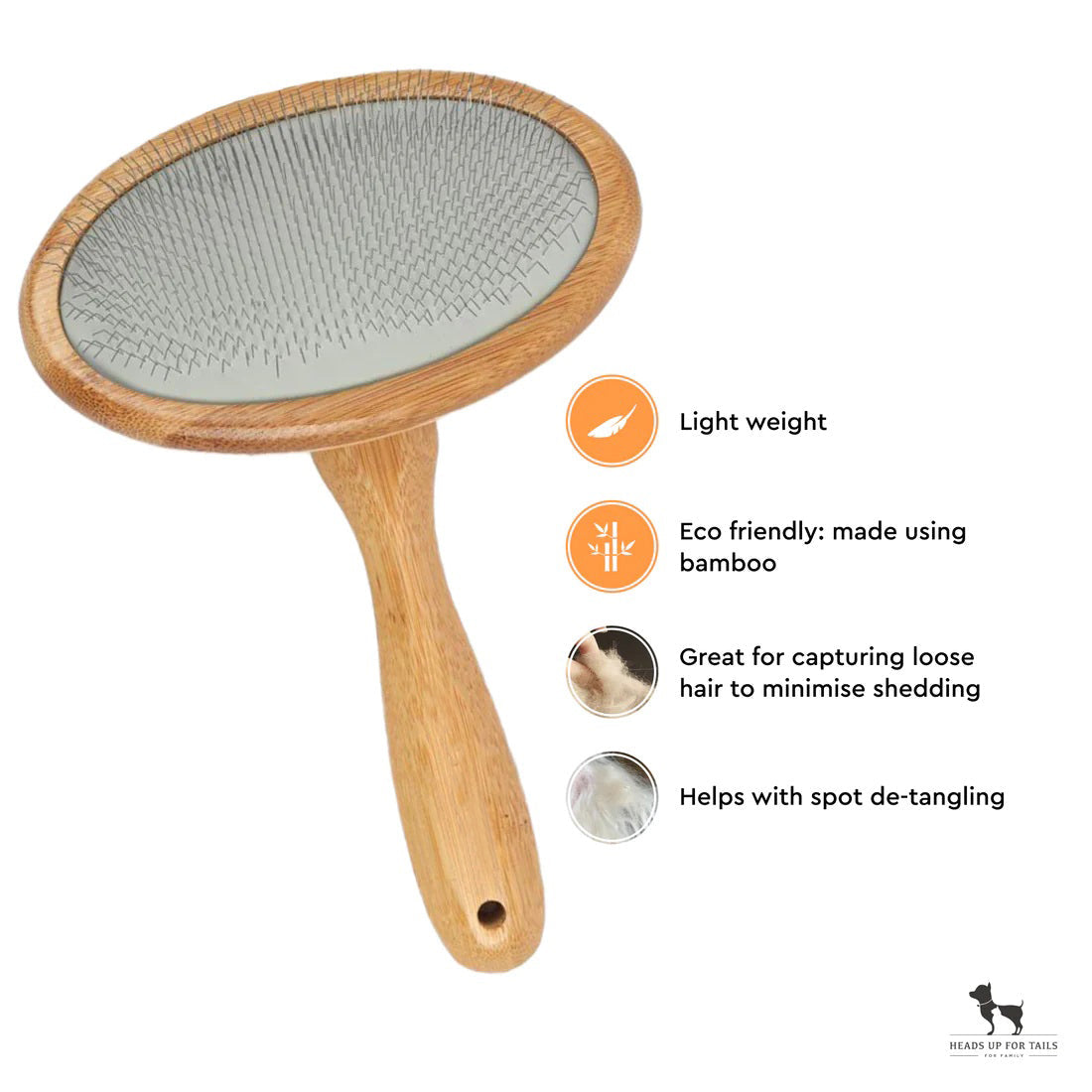 Paws For Earth Bamboo Slicker Brush For Dogs & Cats - Heads Up For Tails