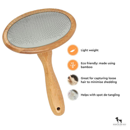 Paws For Earth Bamboo Slicker Brush For Dogs & Cats - Heads Up For Tails